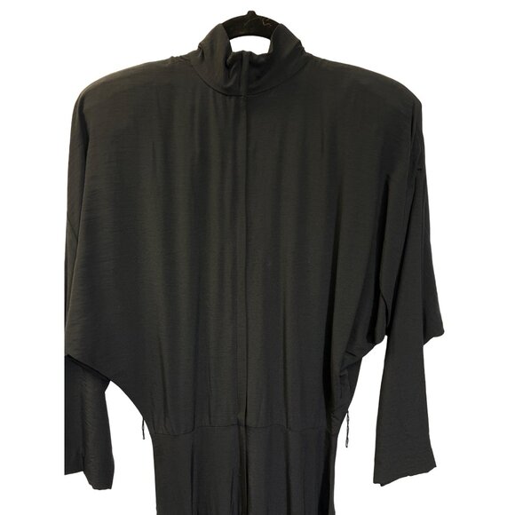 ED Michaels Vintage 80's Black Mock Neck Fit and Flare Maxi Dress - Picture 6 of 9